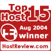 HostReview.com Top 15 Host August 2004