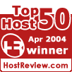 HostReview.com Top 50 Host April 2004