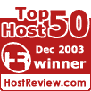 HostReview.com Top 50 Host December 2003